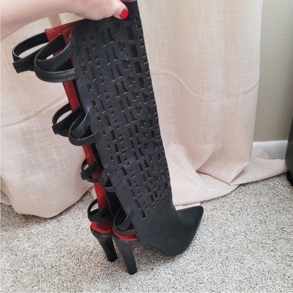 Jeffrey Campbell Boots B*tch Laser Cut Leather Heeled Boots - Picture 2 of 14